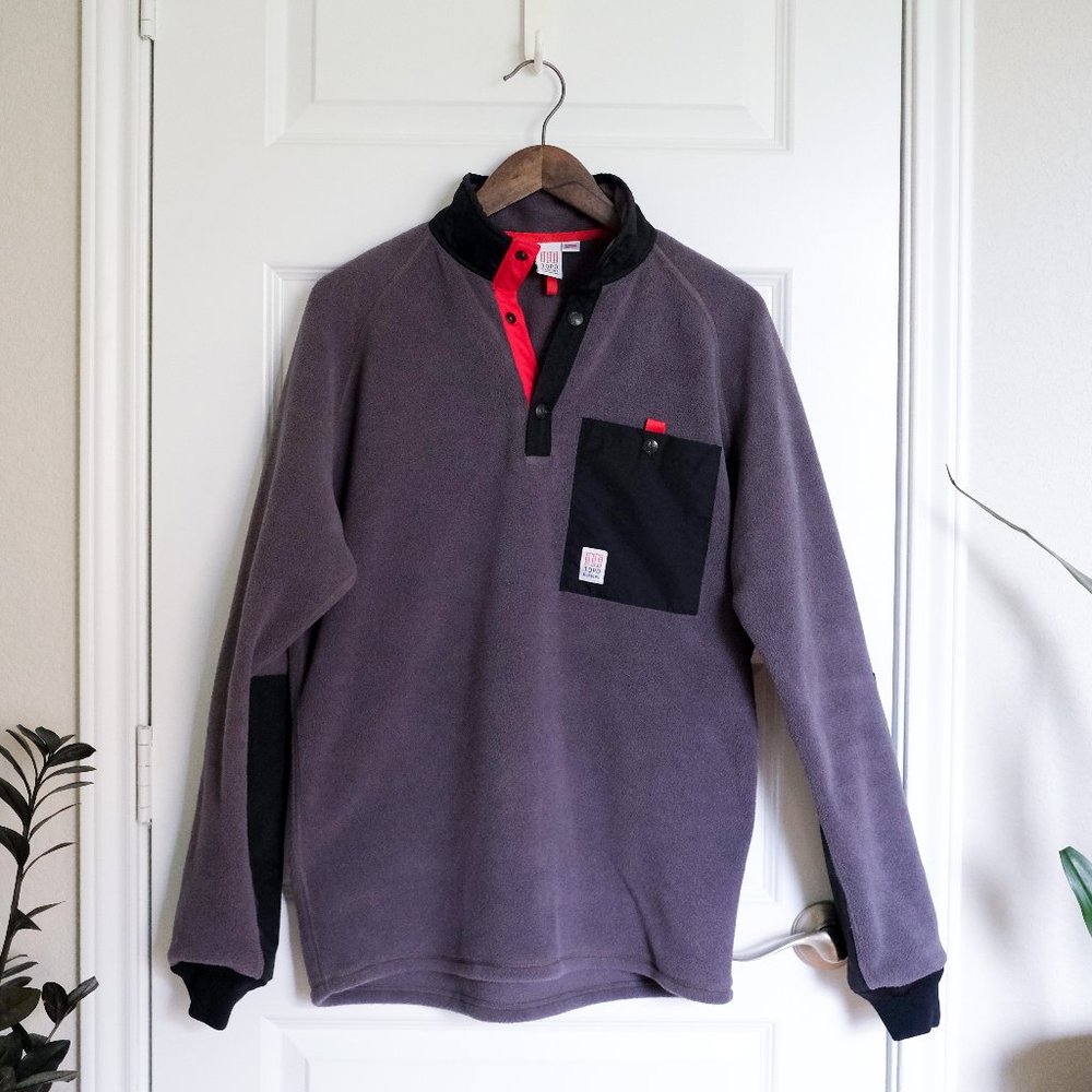 Topo Designs, Mountain Fleece - Medium, Grey/Black